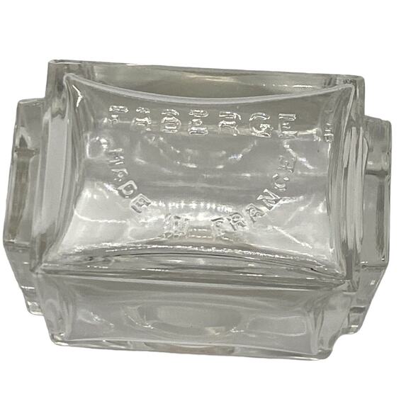 Faberge 4" Perfume Cologne Bottle France Art Glass Crystal Etched Disc Stopper - Picture 11 of 14